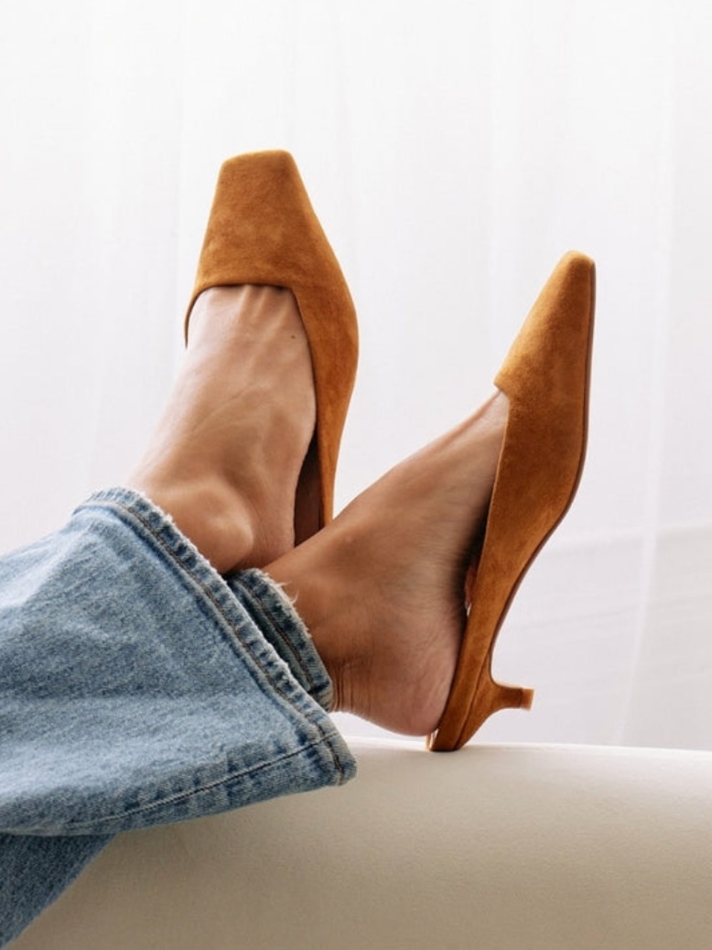 Matisse Classy Leather Suede Kitten Heel Slip On Pumps 7.5 Cognac Tobacco
II